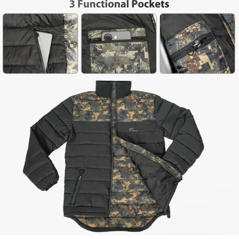 Men's Black and Camouflage Puffer Jacket
